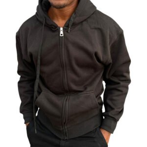 Black Zipped Hoodie Casual Outdoor Wear