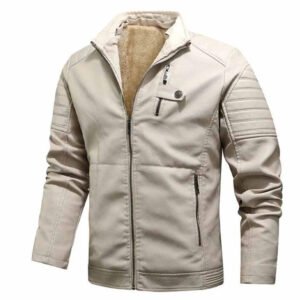 Buckled Leather Jacket Rugged Casual Wear