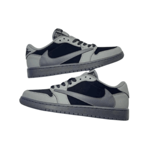 Air Jordan 1 Travis Scott Black Grey Pure Leather Sneakers