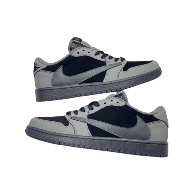 Air Jordan 1 Travis Scott Black Grey Pure Leather Sneakers