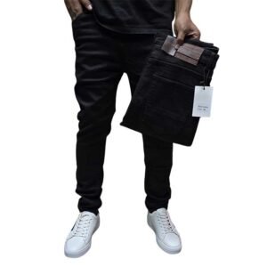 Armani Black Plain Jeans Premium Denim Trousers